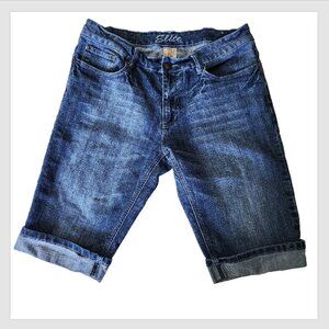 Elite Denim Bermuda Shorts Women's 13 - 14 Walking 5-Pocket Blue Roll Cuff